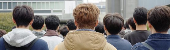 Photo by Yamu_Jay student group, young students, students, college students, college, back view, backpacks, education, group, casual, outdoors, school backpacks, ai generated